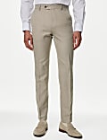 Slim Fit Wool Blend Herringbone Suit Trousers