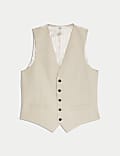 Gilet de costume coupe ajustée en soie et lin mélangé