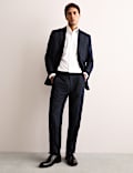 Pantalon de costume coupe ajustée en lin et soie mélangés