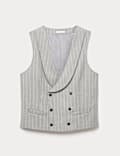 Wool Rich Chalk Stripe Double Breasted Waistcoat