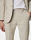 Tailored Fit Linen Blend Striped Trousers