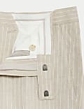 Tailored Fit Linen Blend Striped Trousers