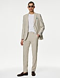 Tailored Fit Linen Blend Striped Trousers