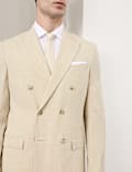Tailored Fit Italian Performance Linen Blend Double Breasted Suit Jacket