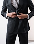 Tailored Fit Italian Performance Linen Blend Double Breasted Suit Jacket