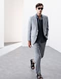 Tailored Fit Italian Performance Linen Blend Suit Trousers
