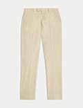 Tailored Fit Italian Performance Linen Blend Suit Trousers