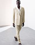 Tailored Fit Italian Performance Linen Blend Suit Trousers