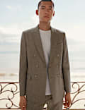 Tailored Fit Italian Performance Linen Blend Pinstripe Suit Jacket
