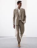 Tailored Fit Italian Performance Linen Blend Pinstripe Suit Jacket