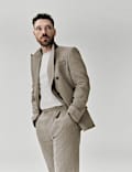 Tailored Fit Italian Performance Linen Blend Pinstripe Suit Jacket