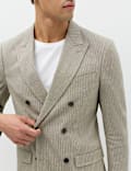 Tailored Fit Italian Performance Linen Blend Pinstripe Suit Jacket