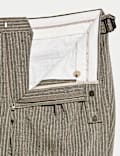 Tailored Fit Italian Performance Linen Blend Pinstripe Suit Trousers