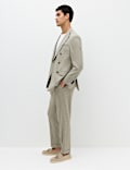Tailored Fit Italian Performance Linen Blend Pinstripe Suit Trousers