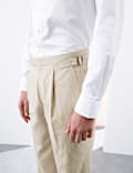 Tailored Fit Italian Performance Linen Blend Pinstripe Suit Trousers