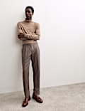 Pantalon en flanelle de laine italienne à motif pied-de-coq