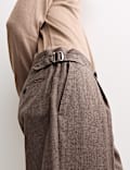 Pantalon en flanelle de laine italienne à motif pied-de-coq