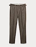 Pantalon en flanelle de laine italienne à motif pied-de-coq