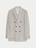 Wool Cotton Blend Micro Check Blazer 