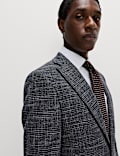 Tailored Fit Textured Check Stretch Blazer