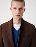 Veste tailleur en serg&eacute; extensible textur&eacute;