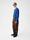 Regular Fit Twill Stretch Suit Trousers