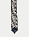 Krawat w pepitkę ze 100% jedwabiu