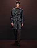Wool Blend Herringbone Boucle Revere Overcoat