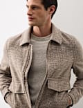 Chaqueta Harrington abotonada con cremallera en mezcla de lana