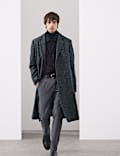 Wool Blend Houndstooth Overcoat