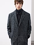 Wool Blend Houndstooth Overcoat