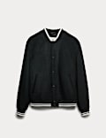 Wool Blend Varsity Bomber Jacket