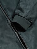 Faux Suede Bomber Jacket
