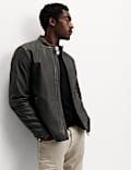 Washed Leather Biker Jacket
