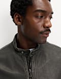 Washed Leather Biker Jacket