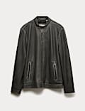 Washed Leather Biker Jacket