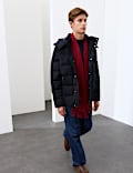 Feather and Down Technical Wool Puffer Jacket