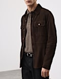 Suede Curved Hem Overshirt