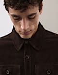 Suede Curved Hem Overshirt
