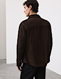 Suede Curved Hem Overshirt