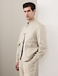 Blouson en coton et lin m&eacute;lang&eacute;