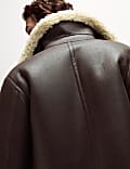 Faux Leather Aviator Jacket