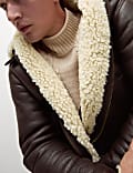 Faux Leather Aviator Jacket