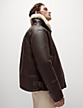 Faux Leather Aviator Jacket
