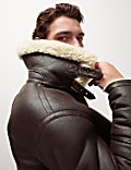 Faux Leather Aviator Jacket