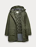 2-in-1 katoenrijke verwassen parka met capuchon