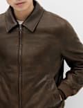 Faux Leather Harrington Jacket