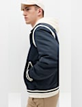 Satin Padded Varsity Bomber Jacket
