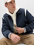 Satin Padded Varsity Bomber Jacket