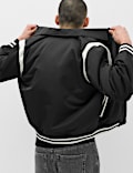 Satin Padded Varsity Bomber Jacket